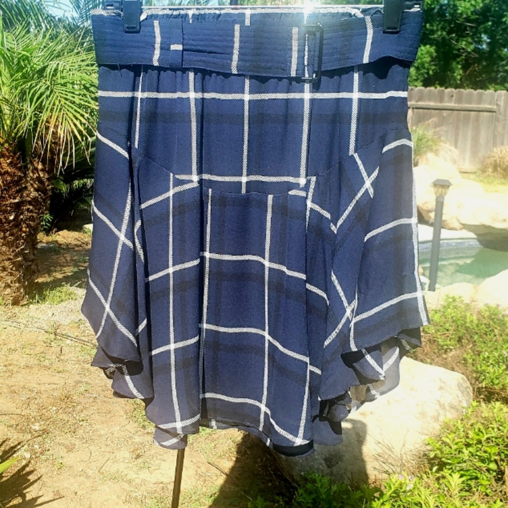 Luxury ALC Skirt Plaid Navy Black White Mini NEW ๐ Ret $395- - Picture 7 of 13